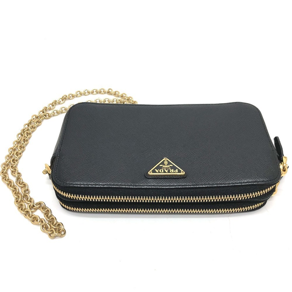 Prada Triangle Chain Bag Shoulder Bag Saffiano Black